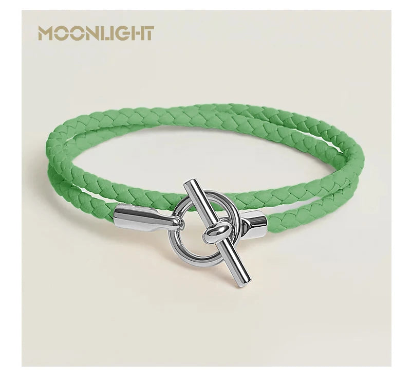 MOONLIGHT Classic Leather Doublelayer Bracelets for Woman High Quality Bracelet Fashion Couple Jewelry Gifts 11 Colors Wholesale