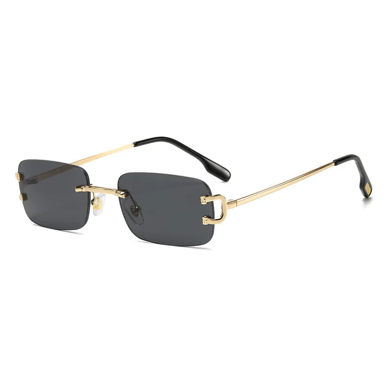 Vintage Square Rimless Sunglasses Women 2025 Luxury Brand Designer Popular Small Rectangle Gradient Sun Glasses Fashion Shades