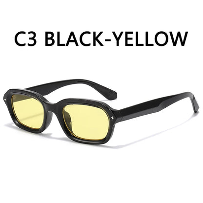 DGTQYQ Beach Sunglasses Man Summer Orange Sun Glasses UV400 Narrow Frame Square Punk Sunglasses Show lentes de sol hombre