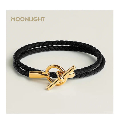 MOONLIGHT Classic Leather Doublelayer Bracelets for Woman High Quality Bracelet Fashion Couple Jewelry Gifts 11 Colors Wholesale