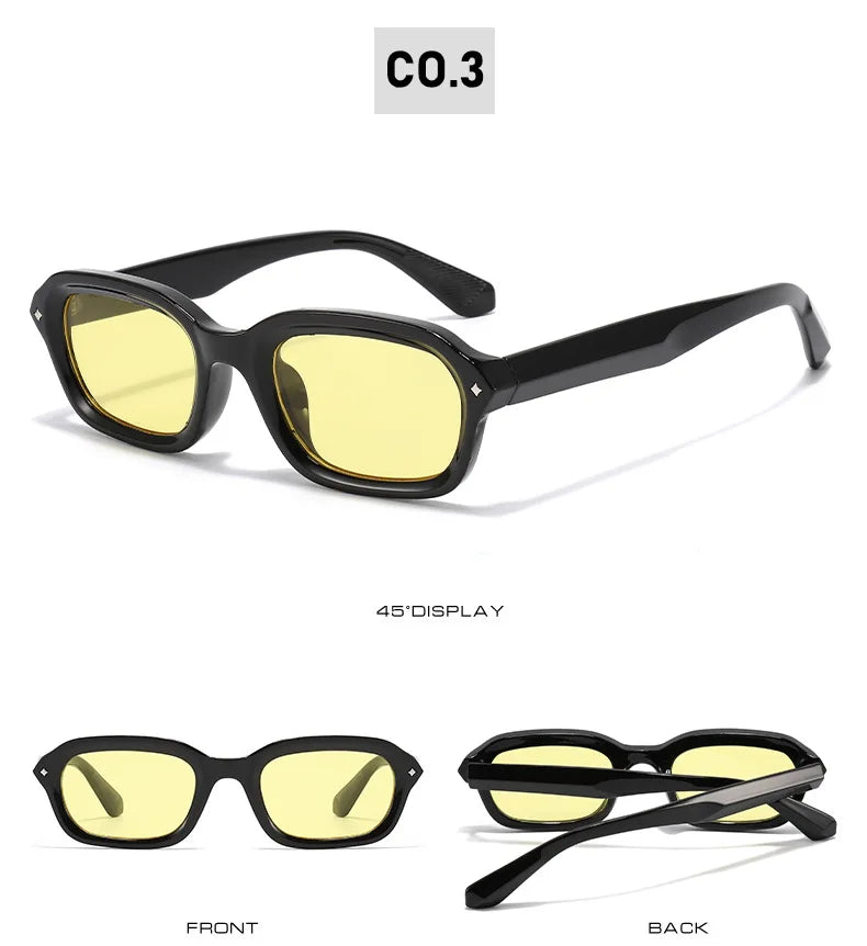 DGTQYQ Beach Sunglasses Man Summer Orange Sun Glasses UV400 Narrow Frame Square Punk Sunglasses Show lentes de sol hombre