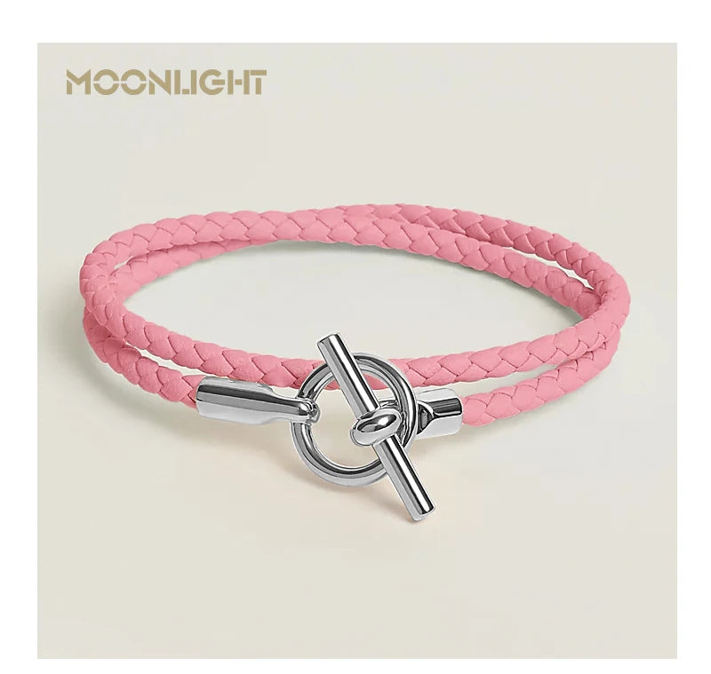 MOONLIGHT Classic Leather Doublelayer Bracelets for Woman High Quality Bracelet Fashion Couple Jewelry Gifts 11 Colors Wholesale