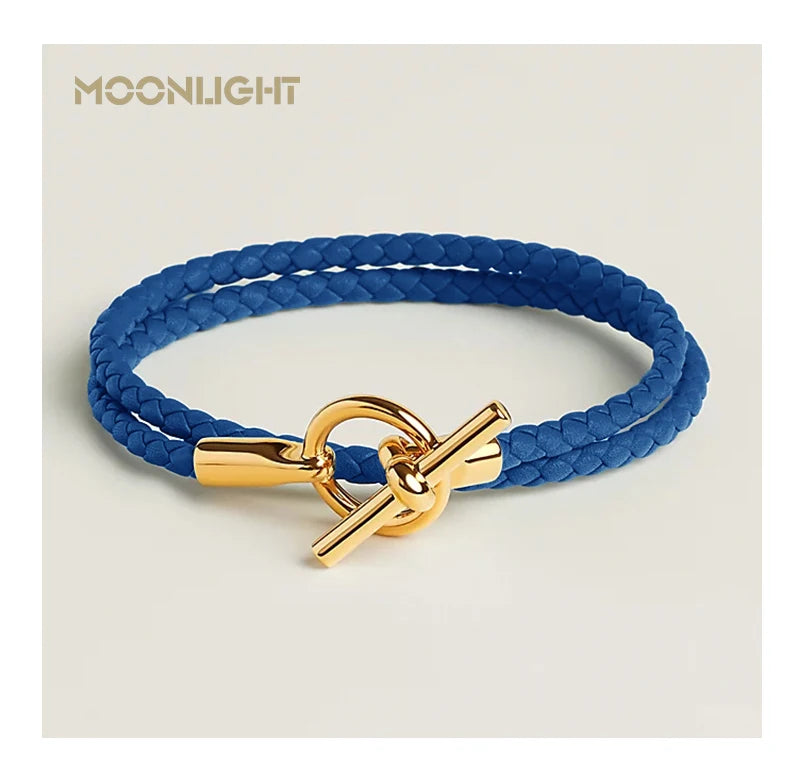 MOONLIGHT Classic Leather Doublelayer Bracelets for Woman High Quality Bracelet Fashion Couple Jewelry Gifts 11 Colors Wholesale