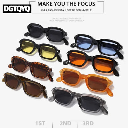 DGTQYQ Beach Sunglasses Man Summer Orange Sun Glasses UV400 Narrow Frame Square Punk Sunglasses Show lentes de sol hombre