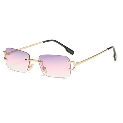 Vintage Square Rimless Sunglasses Women 2025 Luxury Brand Designer Popular Small Rectangle Gradient Sun Glasses Fashion Shades