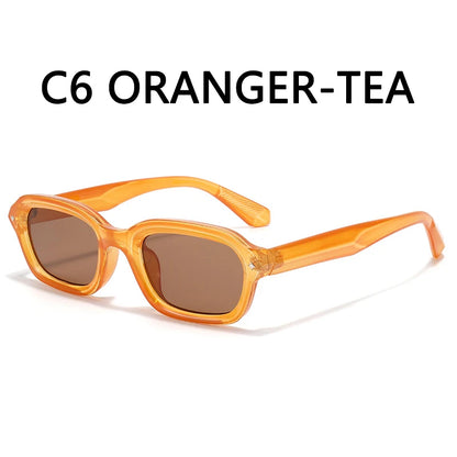 DGTQYQ Beach Sunglasses Man Summer Orange Sun Glasses UV400 Narrow Frame Square Punk Sunglasses Show lentes de sol hombre