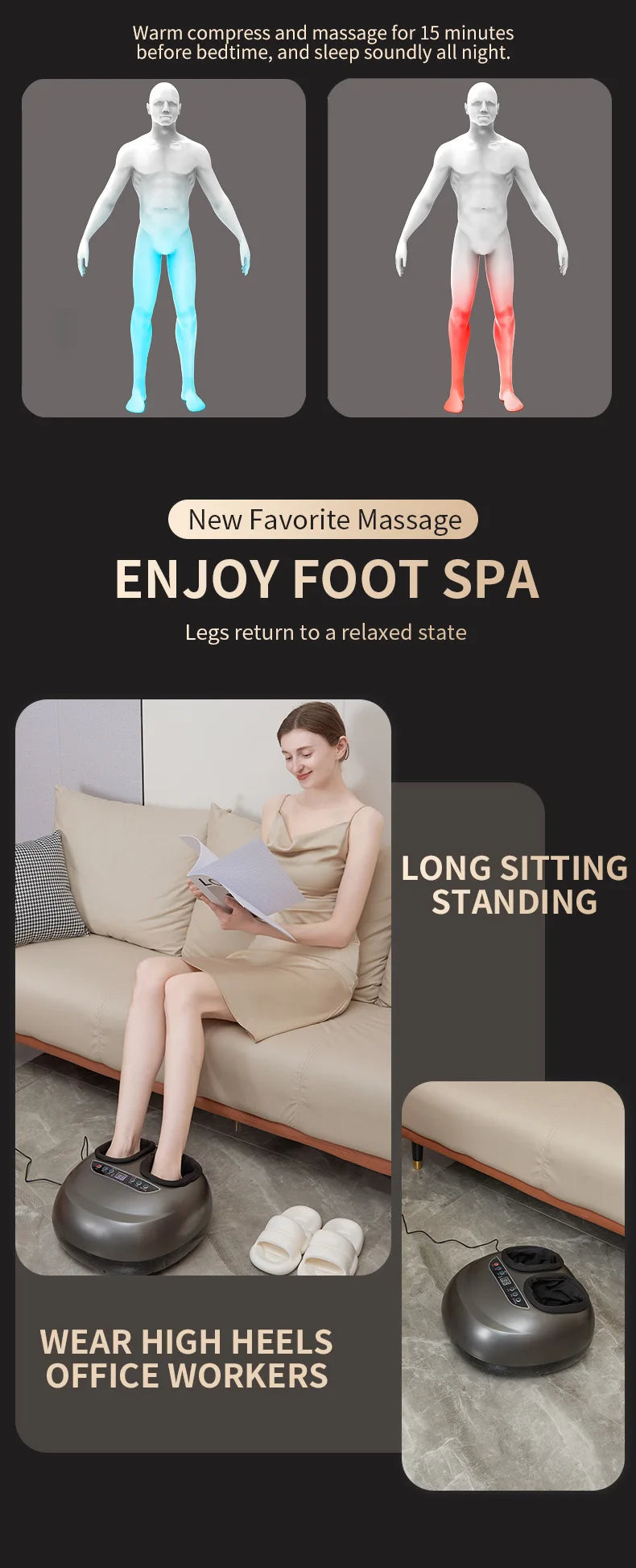 Intelligent Leg Beauty Instrument - Fully Automatic Kneading Foot Massager with Airbag Full Wrap Foot Massage Machine