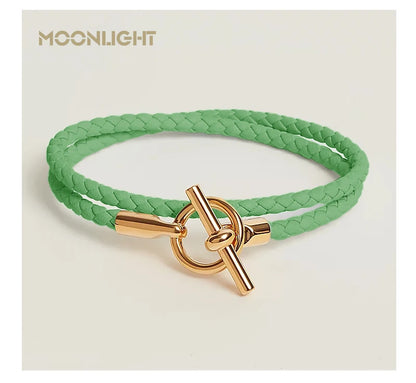 MOONLIGHT Classic Leather Doublelayer Bracelets for Woman High Quality Bracelet Fashion Couple Jewelry Gifts 11 Colors Wholesale
