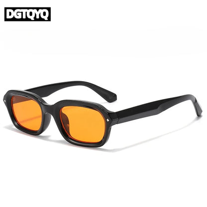 DGTQYQ Beach Sunglasses Man Summer Orange Sun Glasses UV400 Narrow Frame Square Punk Sunglasses Show lentes de sol hombre