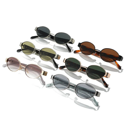 Retro Oval Metal Rivets Women Luxury Sunglasses Fashion Punk Shades UV400 Trending Men Gradient Sun Glasses