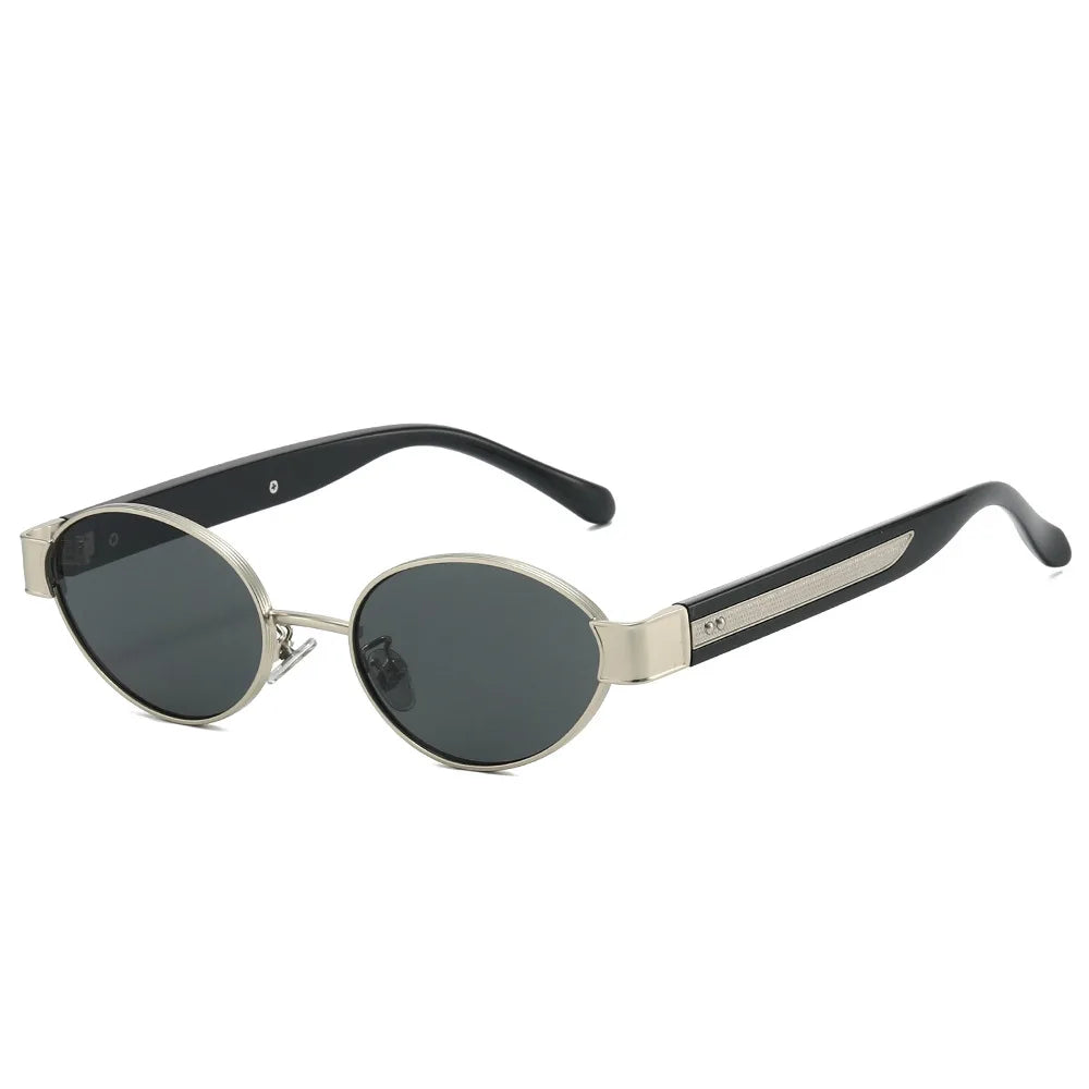 Retro Oval Metal Rivets Women Luxury Sunglasses Fashion Punk Shades UV400 Trending Men Gradient Sun Glasses