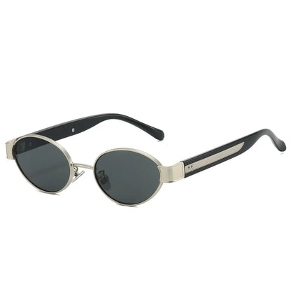 Retro Oval Metal Rivets Women Luxury Sunglasses Fashion Punk Shades UV400 Trending Men Gradient Sun Glasses
