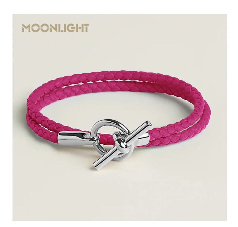 MOONLIGHT Classic Leather Doublelayer Bracelets for Woman High Quality Bracelet Fashion Couple Jewelry Gifts 11 Colors Wholesale
