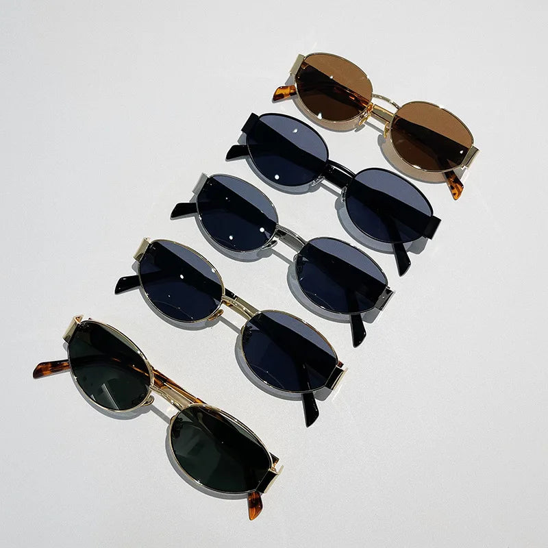 Fashion Oval Sunglasses Women Retro Trend Outdoor Metal Sun Glasses High Quality Classic Men Luxury Brand Eyewear UV400 Goggles