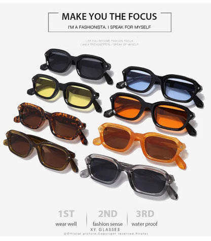 DGTQYQ Beach Sunglasses Man Summer Orange Sun Glasses UV400 Narrow Frame Square Punk Sunglasses Show lentes de sol hombre