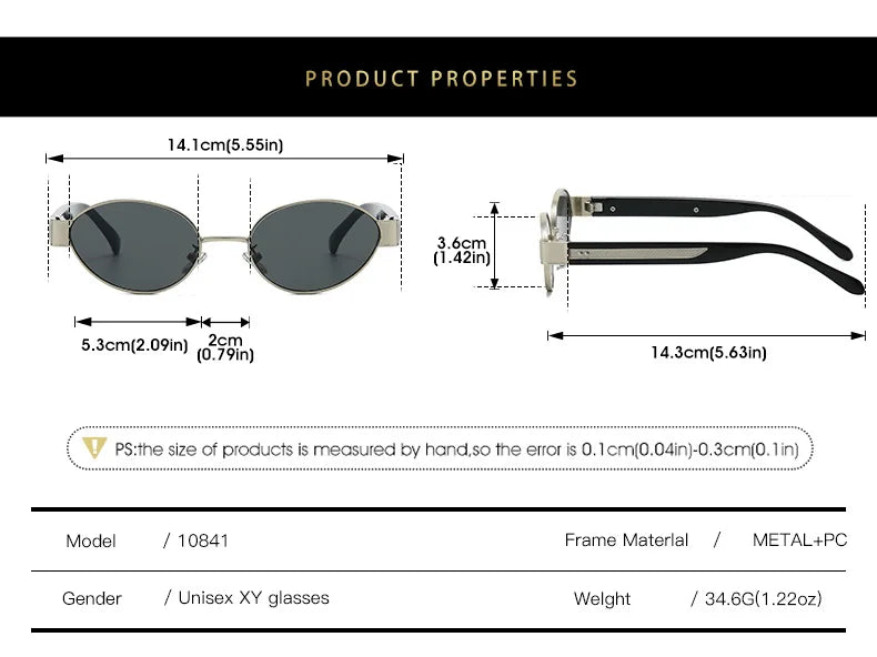 Retro Oval Metal Rivets Women Luxury Sunglasses Fashion Punk Shades UV400 Trending Men Gradient Sun Glasses