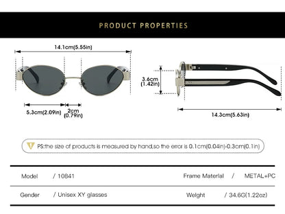 Retro Oval Metal Rivets Women Luxury Sunglasses Fashion Punk Shades UV400 Trending Men Gradient Sun Glasses