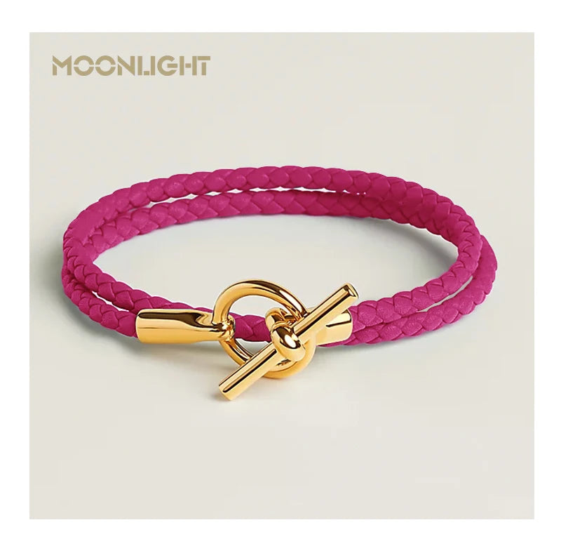 MOONLIGHT Classic Leather Doublelayer Bracelets for Woman High Quality Bracelet Fashion Couple Jewelry Gifts 11 Colors Wholesale