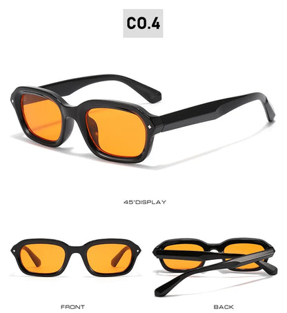 DGTQYQ Beach Sunglasses Man Summer Orange Sun Glasses UV400 Narrow Frame Square Punk Sunglasses Show lentes de sol hombre