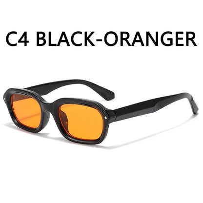DGTQYQ Beach Sunglasses Man Summer Orange Sun Glasses UV400 Narrow Frame Square Punk Sunglasses Show lentes de sol hombre