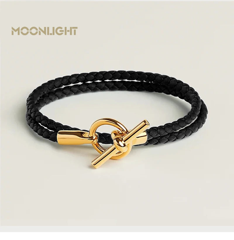 MOONLIGHT Classic Leather Doublelayer Bracelets for Woman High Quality Bracelet Fashion Couple Jewelry Gifts 11 Colors Wholesale