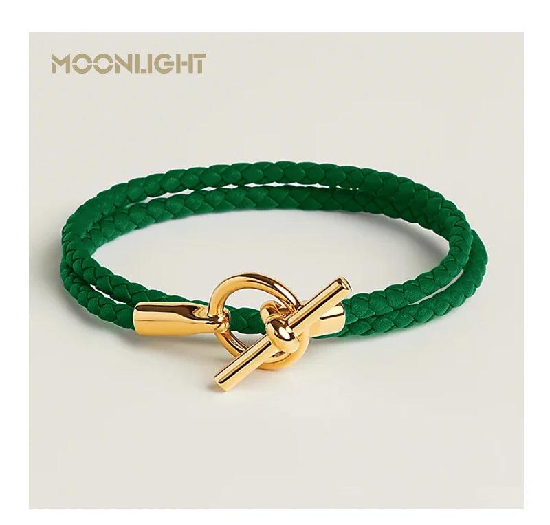 MOONLIGHT Classic Leather Doublelayer Bracelets for Woman High Quality Bracelet Fashion Couple Jewelry Gifts 11 Colors Wholesale