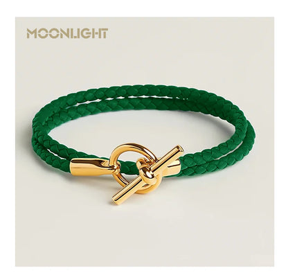 MOONLIGHT Classic Leather Doublelayer Bracelets for Woman High Quality Bracelet Fashion Couple Jewelry Gifts 11 Colors Wholesale